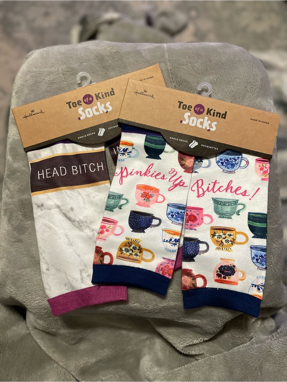 Hallmark B**t*h Socks - White, Pink, Navy, Gold